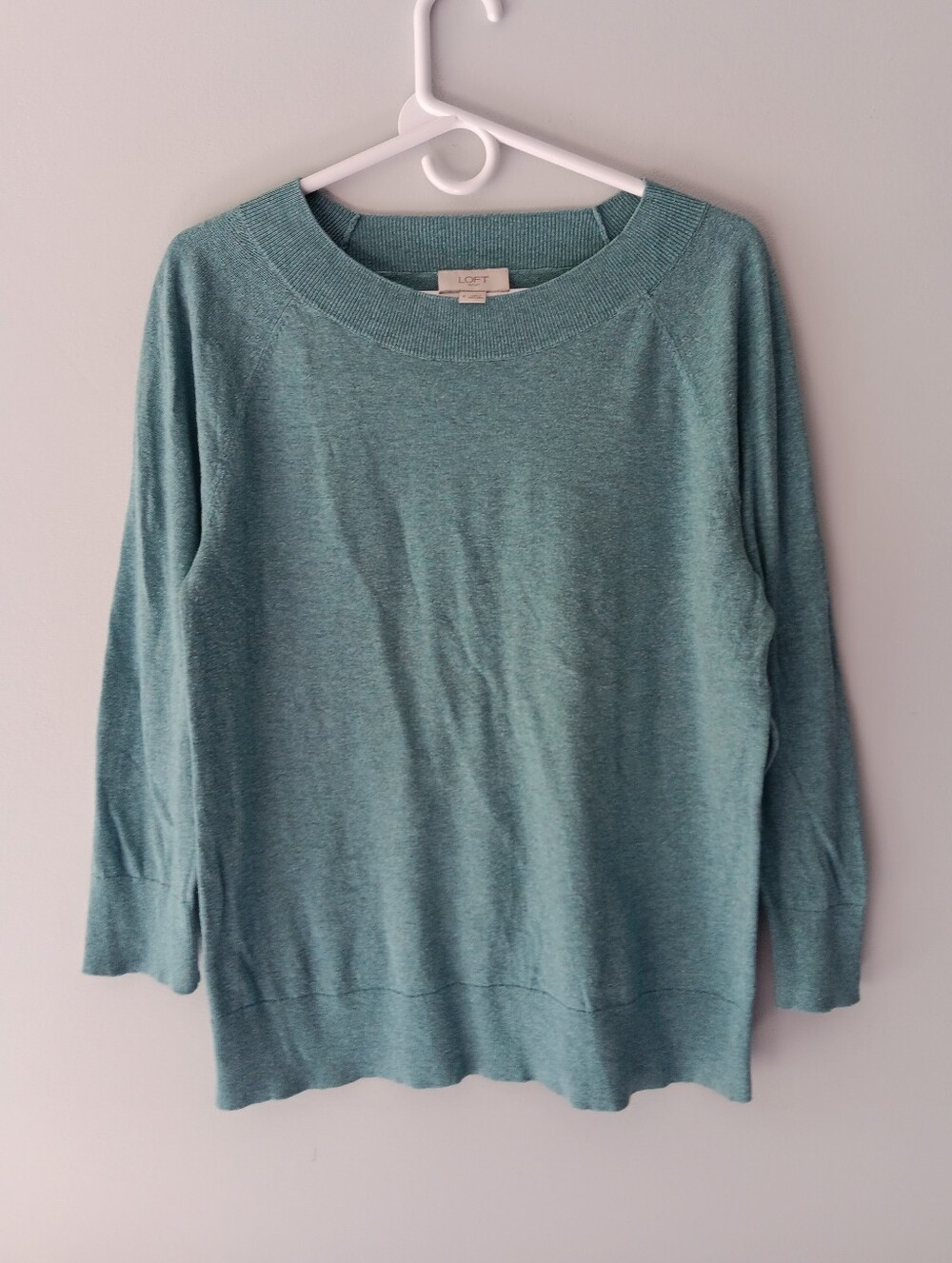 Loft Outlet Long Sleeve Round Neck Knit Top Blue Medium